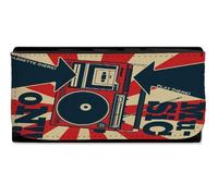 MERCHANDMANIA Billetera Billetero Retro Music on Musica radiocasette Poster Fiesta Mujer señora Negro Monedero