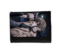MERCHANDMANIA Billetera Billetero Yofukashi no uta Anko uguisu Anime Romance Unisex Negro Monedero