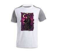 MERCHANDMANIA Camiseta A3 Bicolor Carta Tarot Bruja Negra Gato Luna astrologia Rosas Tshirt