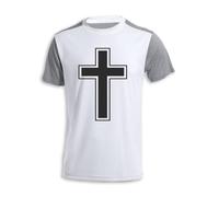 MERCHANDMANIA Camiseta A3 Bicolor Cruz Cristiana Cristo Jesus Hijo de Dios Iglesia Tshirt