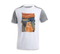 MERCHANDMANIA Camiseta A3 Bicolor Cuadro Arte el Grito del Gato Gracioso Risa Animal Tshirt
