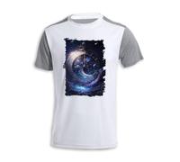 MERCHANDMANIA Camiseta A3 Bicolor Reloj astronomico Astros Estrellas Tiempo Luna Cosmos Tshirt
