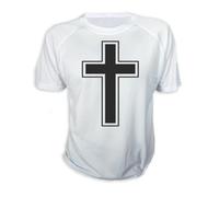 MERCHANDMANIA Camiseta A3 Cruz Cristiana Cristo Jesus Hijo de Dios Iglesia Tshirt