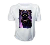 MERCHANDMANIA Camiseta A3 Gato Negro Dios divino astrologia Brujas Magia Tshirt