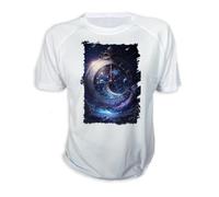 MERCHANDMANIA Camiseta A3 Reloj astronomico Astros Estrellas Tiempo Luna Cosmos Tshirt