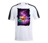 MERCHANDMANIA Camiseta A3 técnica Franja Mangas Negra te Astral Galaxia astrologia magico Magia Colores Arcoiris Tshirt