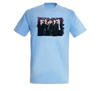 MERCHANDMANIA Camiseta Azul Cielo Chicos Cantantes Famosos Grupo Enemies with Benefits Claro Moda Verano Tshirt