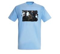 MERCHANDMANIA Camiseta Azul Cielo Chicos Cantantes Famosos Grupo Growing Pains Claro Moda Verano Tshirt