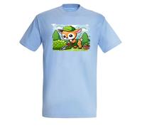 MERCHANDMANIA CAMISETA AZUL CIELO ciervo jardinero animal profesion plantas moda verano tshirt