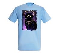 MERCHANDMANIA Camiseta Azul Cielo Gato Negro Dios divino astrologia Brujas Magia Claro Moda Verano Tshirt
