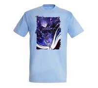 MERCHANDMANIA Camiseta Azul Cielo Juego Anime RPG Personaje genshin Impact flins Claro Moda Verano Tshirt