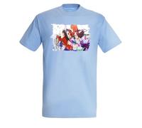 MERCHANDMANIA Camiseta Azul Cielo Serie Anime Videojuego Chicas Caballo RPG Carreras Claro Moda Verano Tshirt