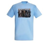 MERCHANDMANIA Camiseta Azul Cielo The Beyond Grupo Musica Gira Cantantes Mundo Claro Moda Verano Tshirt