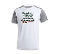 MERCHANDMANIA Camiseta Bicolor Frase motivadora Gimnasio Logro Decision Gym motivacion Tshirt