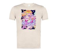 MERCHANDMANIA Camiseta Blanco Natural con Imagen a Todo Color Anime Chica Angel traviesa lujuria Pecado Dibujo Moda Verano Tshirt