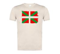 MERCHANDMANIA Camiseta Blanco Natural con Imagen a Todo Color Bandera de euskadi españa Comunidad autonoma Vasca Moda Verano Tshirt