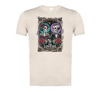 MERCHANDMANIA Camiseta Blanco Natural con Imagen a Todo Color Carta Tarot Graciosa Meme Amantes Amor San Valentin Moda Verano Tshirt