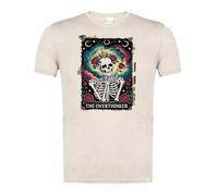 MERCHANDMANIA Camiseta Blanco Natural con Imagen a Todo Color Carta Tarot Graciosa Meme Pensador filosofo preocupacion Moda Verano Tshirt