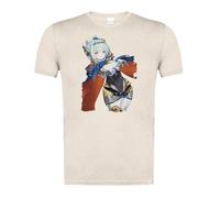 MERCHANDMANIA Camiseta Blanco Natural con Imagen a Todo Color Juego Anime RPG Personaje genshin Impact ineffa Moda Verano Tshirt