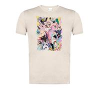 MERCHANDMANIA Camiseta Blanco Natural con Imagen a Todo Color Ponkotsu Fuuki Iin to Skirt-Take Serie Anime Romance Moda Verano Tshirt