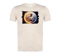 MERCHANDMANIA Camiseta Blanco Natural con Imagen a Todo Color simbolo Sol y Luna Amor Astros astrologia Astral Moda Verano Tshirt