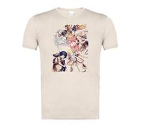 MERCHANDMANIA Camiseta Blanco Natural con Imagen a Todo Color Tongari Boushi no Atelier Anime Serie Personajes Moda Verano Tshirt