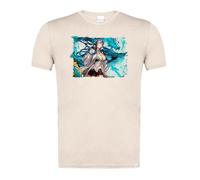 MERCHANDMANIA Camiseta Blanco Natural con Imagen a Todo Color Videojuego MMO RPG arknights Personaje Ling Dragon Moda Verano Tshirt