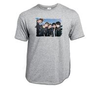 MERCHANDMANIA Camiseta Gris Mezcla Chicos Cantantes Famosos Mention me Deja VU Claro Moda Verano Tshirt