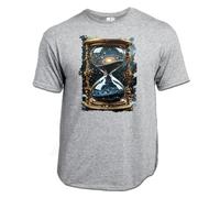 MERCHANDMANIA Camiseta Gris Mezcla Reloj astrologia Galaxia Cosmos Universo Tiempo Claro Moda Verano Tshirt