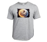 MERCHANDMANIA Camiseta Gris Mezcla simbolo Sol y Luna Amor Astros astrologia Astral Claro Moda Verano Tshirt