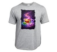 MERCHANDMANIA Camiseta Gris Mezcla te Astral Galaxia astrologia magico Magia Colores Arcoiris Claro Moda Verano Tshirt