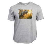MERCHANDMANIA Camiseta Gris Mezcla tiranosaurus Rex Dinosaurio accion Cazador prehistoria Claro Moda Verano Tshirt