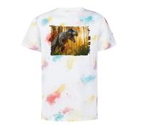 MERCHANDMANIA Camiseta Marcas Colores tiranosaurus Rex Dinosaurio accion Cazador prehistoria Tshirt