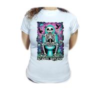 MERCHANDMANIA Camiseta Mujer A3 Carta Tarot Graciosa Meme Miedo Terror WC bater Woman Tshirt