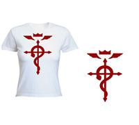 MERCHANDMANIA Camiseta Mujer A3 Logo Full Metal Alchemist Tshirt