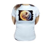 MERCHANDMANIA Camiseta Mujer simbolo Sol y Luna Amor Astros astrologia Astral Woman Tshirt