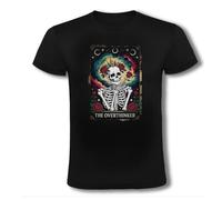 MERCHANDMANIA Camiseta Negra Carta Tarot Graciosa Meme Pensador filosofo preocupacion Moda Verano Tshirt