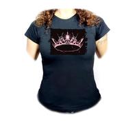 MERCHANDMANIA Camiseta Negra Mujer Blackpink Logo Corona Queen Reinas KPOP Oferta Tshirt