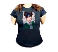 MERCHANDMANIA Camiseta Negra Mujer Lucky Unplugged Boy Grupo Musical Mundial Oferta Tshirt