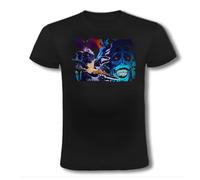 MERCHANDMANIA Camiseta Negra Serie Anime manhwa Solo Leveling accion Mazmorras Moda Verano Tshirt