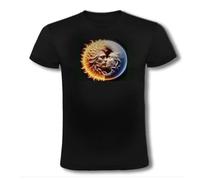 MERCHANDMANIA Camiseta Negra simbolo Sol y Luna Amor Astros astrologia Astral Moda Verano Tshirt