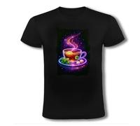 MERCHANDMANIA Camiseta Negra te Astral Galaxia astrologia magico Magia Colores Arcoiris Moda Verano Tshirt