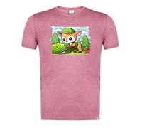 MERCHANDMANIA CAMISETA ROJA MEZCLA ciervo jardinero animal profesion plantas moda verano tshirt