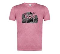 MERCHANDMANIA CAMISETA ROJA MEZCLA CON IMAGEN EN TONALIDADES NEGRAS ciervo jardinero animal profesion plantas moda verano tshirt