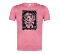 MERCHANDMANIA Camiseta Roja Mezcla con SUBLimaCION en tonalidades Negras Carta Tarot Graciosa Meme Pensador filosofo preocupacion Moda Verano Tshirt