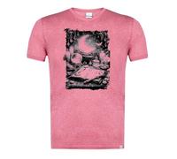 MERCHANDMANIA Camiseta Roja Mezcla con SUBLimaCION en tonalidades Negras Libro hechiceria Luna Magia simbolos arcanos Bola Moda Verano Tshirt