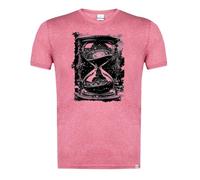 MERCHANDMANIA Camiseta Roja Mezcla con SUBLimaCION en tonalidades Negras Reloj astrologia Galaxia Cosmos Universo Tiempo Moda Verano Tshirt