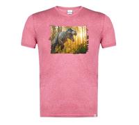 MERCHANDMANIA Camiseta Roja Mezcla tiranosaurus Rex Dinosaurio accion Cazador prehistoria Moda Verano Tshirt