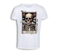 MERCHANDMANIA Camiseta Tacto algodón A3 Carta Tarot Graciosa Meme Trastorno Bipolar Locura Cotton Touch Tshirt