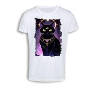 MERCHANDMANIA Camiseta Tacto algodón A3 Gato Negro Dios divino astrologia Brujas Magia Cotton Touch Tshirt